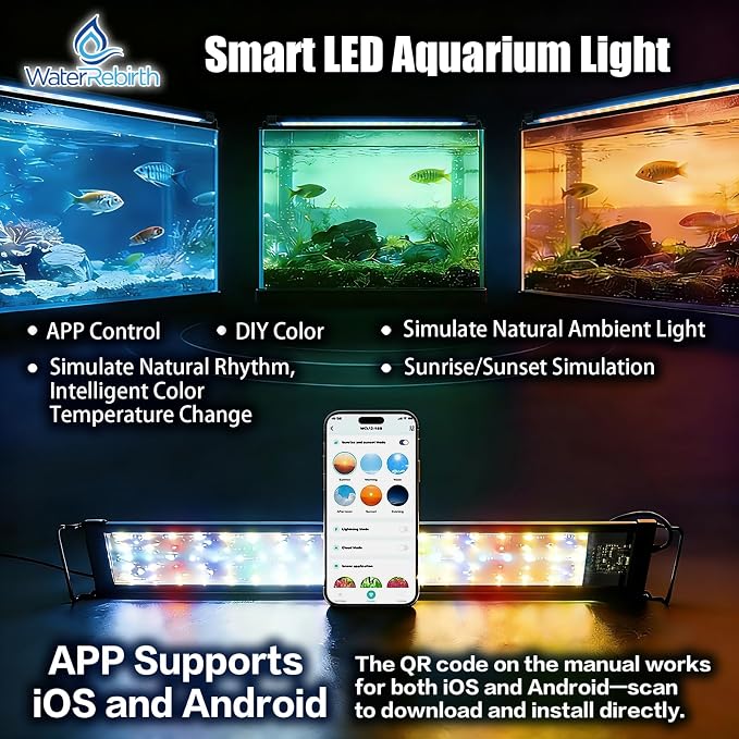 Smart LED Aquarium Light for Freshwater Tanks - App Control DIY Spectrum, Auto Timer & Sunrise Sunset Simulation (36-42 INCH)