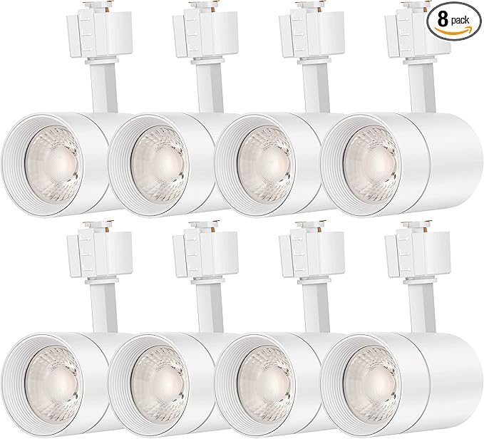 FLSNT LED Track Lighting Heads for Juno Track, 75W Equivalent Dimmable LED Track Light Heads, 12W 24° LED Spotlight Light, CRI90, 800LM, 3000K Soft White, White, 8 Pack