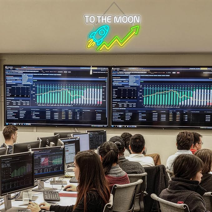 Stock Neon Sign Day Trading Accessories Stock Market Decor for Game Room Neon Light To The Neon Desk Setup Crypto Ticker Display Green Candle LED Light Sign Finance Gifts for Man Day Traders