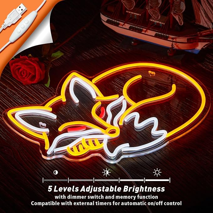 Fox Neon Sign Sleeping Fox LED Light Animal Neon Lights for Bedroom Living Room Wall Decor Birthday Party Gifts for Kids Adults Foxes Lover