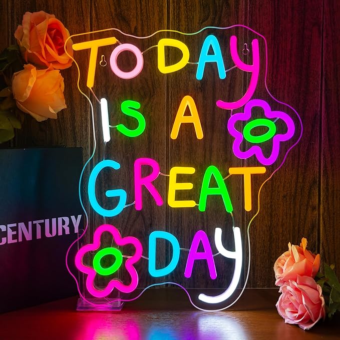 Classroom Neon Lights Today is a Great Day Neon Sign for Wall Decor in Coffee Bar Bedroom Reading Lights Up Sign for Classroom Library LED Books Decor Gifts to Teens Teachers