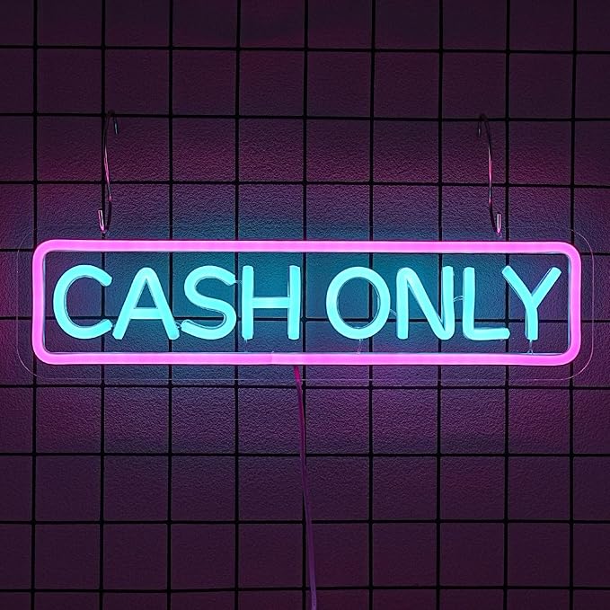 Cash Only Neon Sign For Business Letter Neon Light Signs For Wall Decor LED Neon Lights USB Power For Hotel Pub Cafe Recreation Room