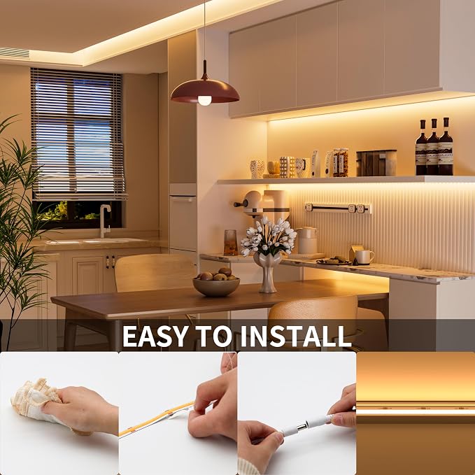 PAUTIX COB LED Strip Light 32.8ft/10m 5040LEDs Warm White 2700K,High Lumen Flexible CRI93+ LED Tape Super Bright DC24V,for Cabinet Home DIY Lighting Projects(Power Supply & Controller Not Included)
