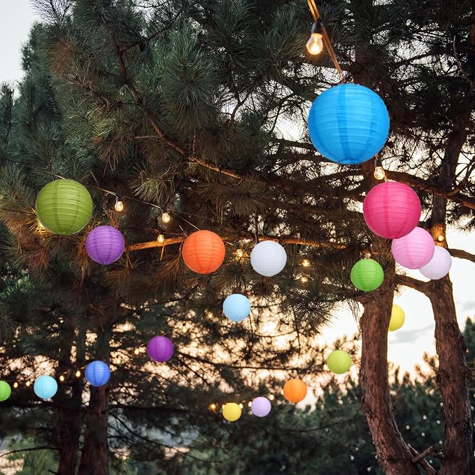 LIHAO 20PCS Colorful Paper Lanterns Party Decorations, 8 inch | Chinese Lanterns Decorative, Outdoor Indoor Use, Weddings Birthday New Year Christmas Halloween