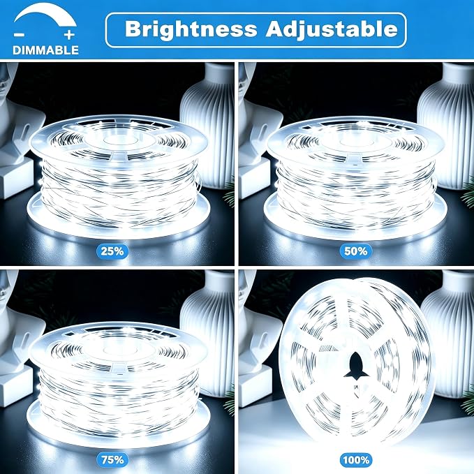 2 Pack Battery Operated LED Fairy Lights with Remote, 33ft 100LED Waterproof Silver Wire Starry Lights with Reel for Wedding Party Christmas Decor, White