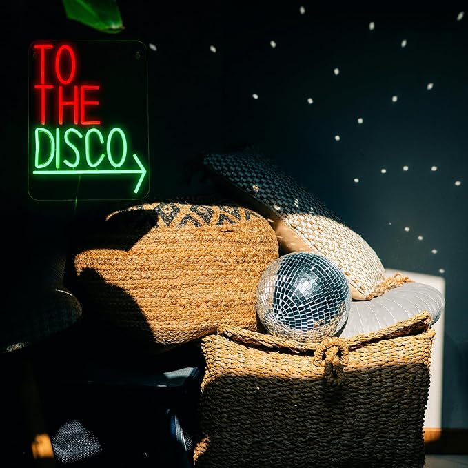 To The Disco Neon Sign Disco LED Neon Light for Wall Decor USB Powered Arrowhead Tag Led Light Sign Dimmable Neon Light Sign for Disco Bar Music Bar Bedroom Party