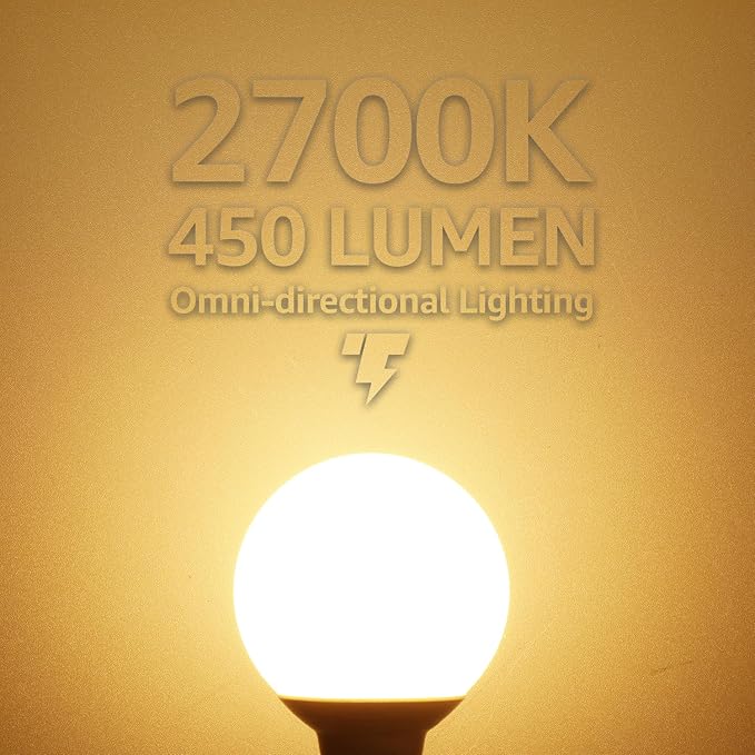 TORCHSTAR 12-Pack G25 LED Light Bulbs, 5W 40W Equivalent, Dimmable 450LM Globe Light Bulbs, 2700K Soft White, E26 Base Decorative Bulb, for Bathroom Vanity or Mirror, UL Listed