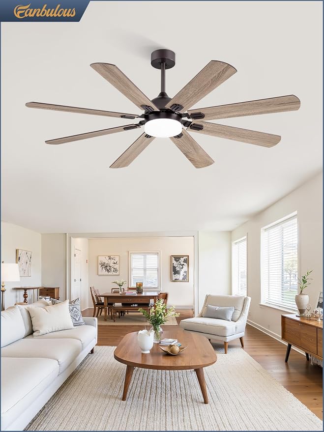 Fanbulous 62 Inch Outdoor Ceiling Fans with Lights,Oil Bronze | Modern,6 Speeds,3CCT,Timer,Remote Control,Quiet Reversible DC motor,Large,8 Double-sided Blades,Easy Installation