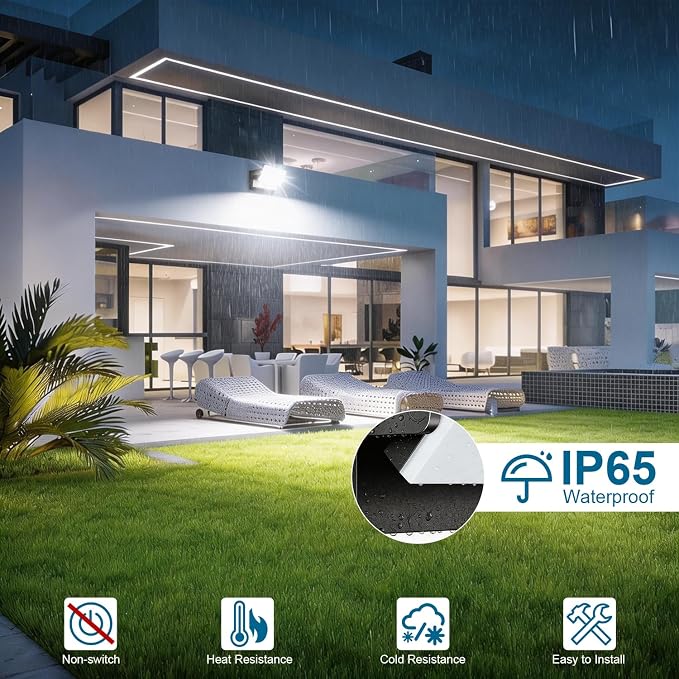 60W Outdoor LED Wall Light 360° Rotatable Panel 5000K IP65 2Pack | 5000LM Black Flood Light, Modern Commercial Security Exterior Lighting Fixture Wall Mount for Garage, Barn, Porch, Yard