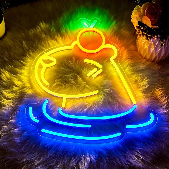 Capybara Neon Sign Led Sign Neon Signs for Wall Decor Neon Lights | Capybara Led Light Up Sign, Blue Yellow Game Room Decor, Boys Girls Gift, Party, Wall Decor, 5V USB Powered