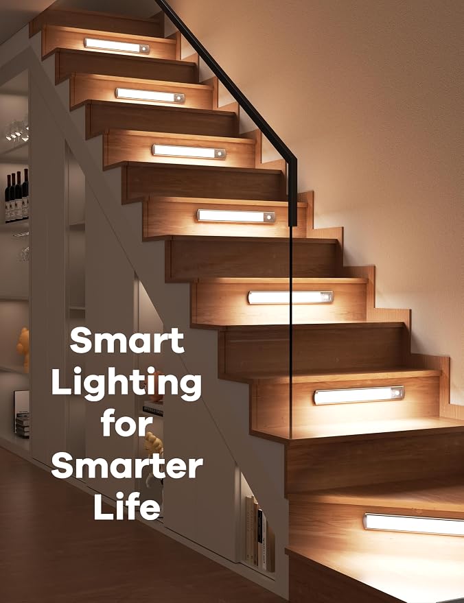 Joyzy 2 Pack Dimmable Motion Sensor Under Cabinet Lights | Closet Light LED, Rechargeable Battery Operated, Motion Sensor Light Indoor, Magnetic Dimmable