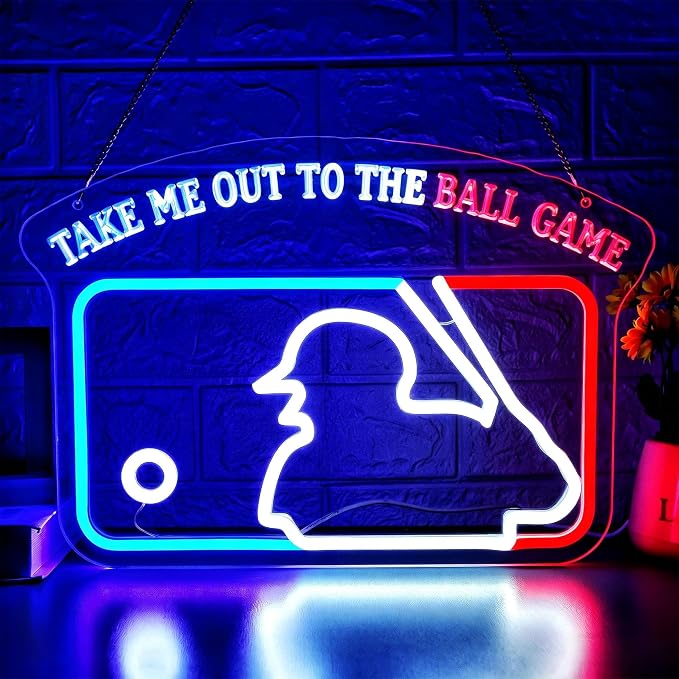 Baseball Neon Sign for Wall Decor Baseball Sport Neon Light for Man Cave | Dimmable Led Neon,Fans Birthday Baseball Gifts,5V USB Powered, Men's Bedroom,Sport Bar Decor,Club,Garage Wall Art,13.7*10.8in