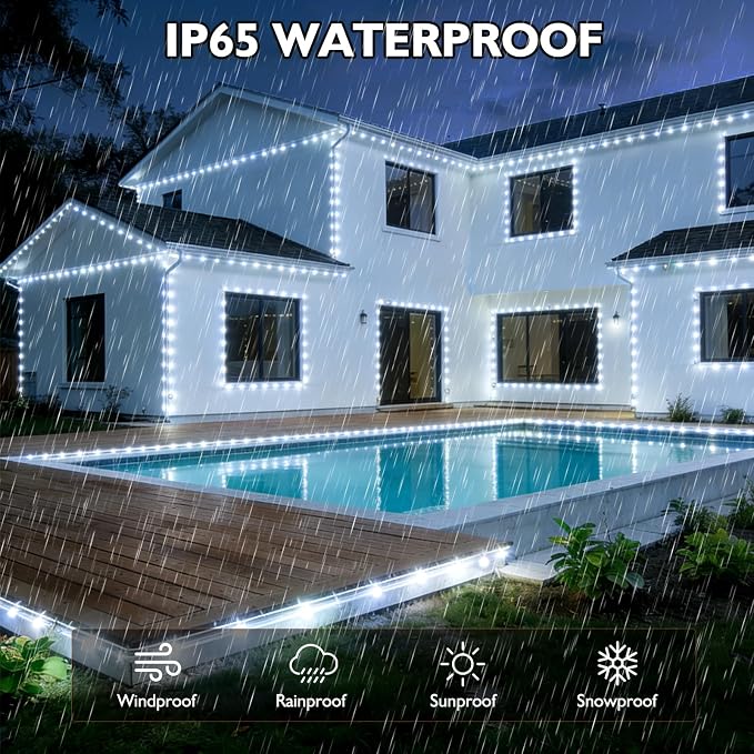 66FT Rope Lights, 240 LED Outdoor String Lights, Tube Lights with UL-Certified Plug, IP65 Waterproof 8 Modes Connectable Indoor Outdoor String Lights for Garden Patio Wedding Decor (White)
