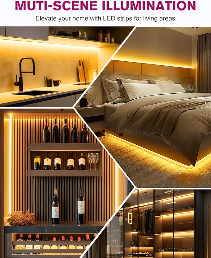 EMITEVER Warm White LED Strip Lights 2700K,16.4ft UL 24V Tape Light,600LEDs | Ra 95+,IP30,2.9W/ft,240+Lumens/ft,5 Year Warranty (Power Supply Sold Separately)for bedroom,living room,kitchen