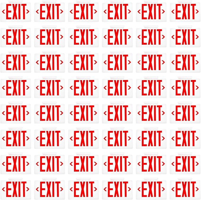 Sunco 48 Pack LED Exit Sign With Emergency Light, Commercial Grade Double Sided Fire Lights, Backup Battery, Illuminated, 120-277V, Dual Mounting, UL 94V-0 Fire Resistant