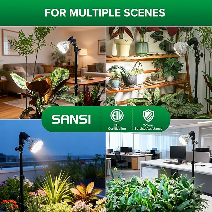 SANSI Standing Grow Lights for Indoor Plants, 40W Plant Lights for Indoor Growing Full Spectrum(600W Equiv), Tripod Adjustable 30"-55" Plant Lamp with 4-Level Dimmable, Auto On Off 4 8 12 Hrs Timer
