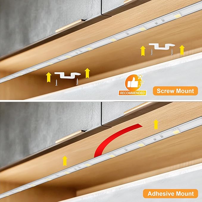 maylit Under Cabinet Strip Lighting Plug in 84in, Ultra Bright Small LED Light Bar, 2700K Warm White, Wired Lights for Kitchen Cabinet, Counter, Workbench, Desk, Closet, Shelf, Indoor