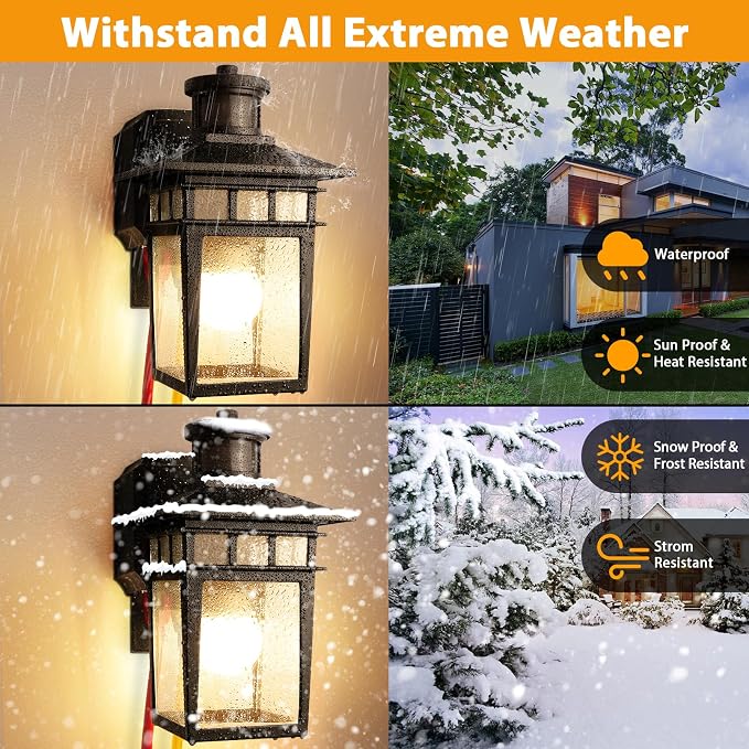 Motion Sensor Outdoor Porch Lights with GFCI Outlet,3 Modes Dusk to Dawn Outdoor Light Fixture,Waterproof Exterior Lighting Fixture Outside Wall Sconce Lights for House Front Door Patio Garage