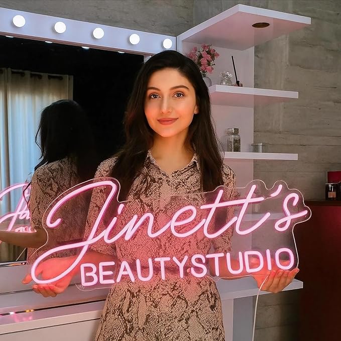 Custom Neon Sign, Business LOGO Neon Sign Customizable, Nail Neon Signs Personalized Larger LED Light up Sign for Business Wall Decor, Neon Name Sign for Hair Salon Lashes Studio Beauty Bar