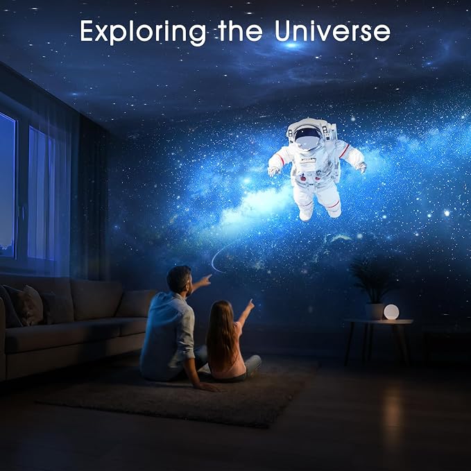 AIRIVO Cinematic Mood Projector, 3D Galaxy Star Projector with 60 Moving 3D Scenes&Bluetooth Speaker, Planetarium Night Light for Room Decor, Gifts for Kids, Teens, Adults, Valentine's Day