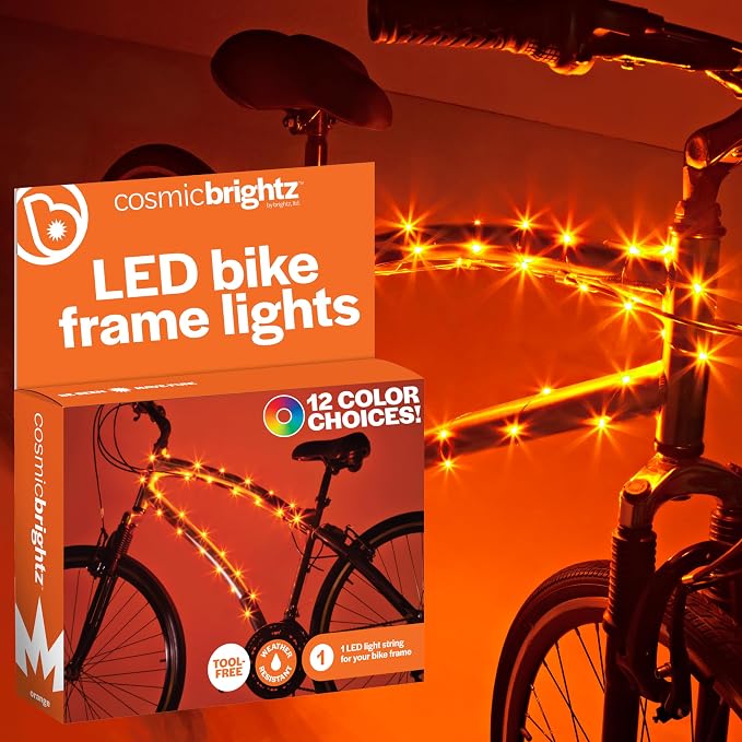 Brightz CosmicBrightz LED Bike Frame Rope Light - 6.5-Foot String Rope - Battery-Powered with On/Off Switch - Ultra Bright Color Keeps Your Ride Fun and Safe for Kids, Teens, & Adults