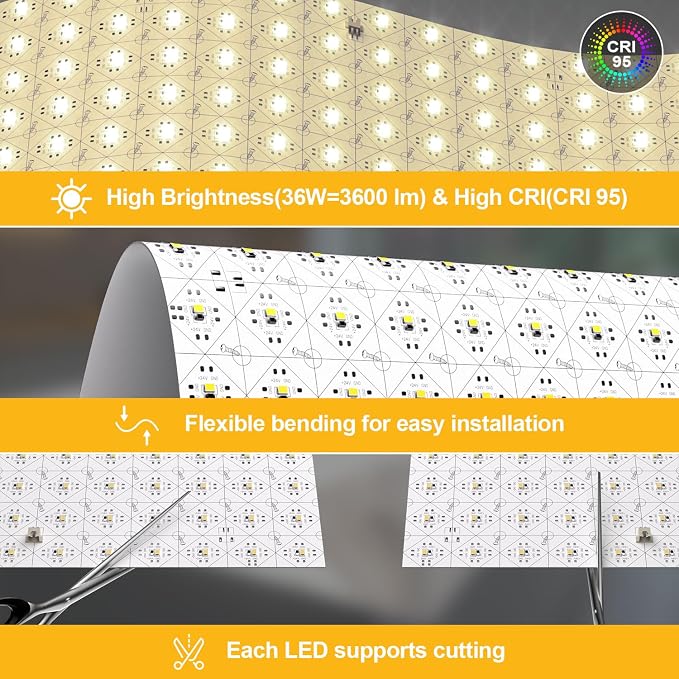Lichaser LED Backlight Sheet Warm White 3000K 24V 36W, Dimmable LED Panel Sheet Compatible with Alexa, Flexible Backlit Light Remote & APP Control, 19.7X9.7 Inch for Marble, Onyx, Quartz (8 Pack)