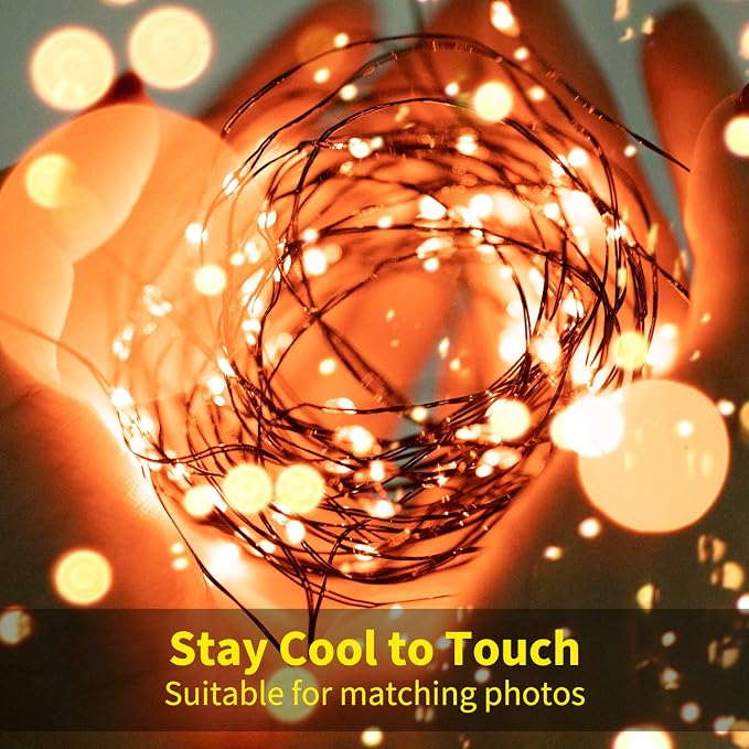 Brightown Halloween Orange Fairy String Lights: 12 Pack 7 Ft 20 LED Battery Operated Firefly Lights on Black Wire Starry Moon Lights for DIY Party Bedroom Patio