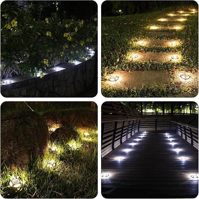 AGPTEK Solar Driveway Light 1 Pack, 2 Colors in 1 Outdoor Solar Deck Dock Marine Waterproof LED Driveway Marker Security Lights for Outside Pathway,Boat Dock,Step,Walkway,Path,Garden