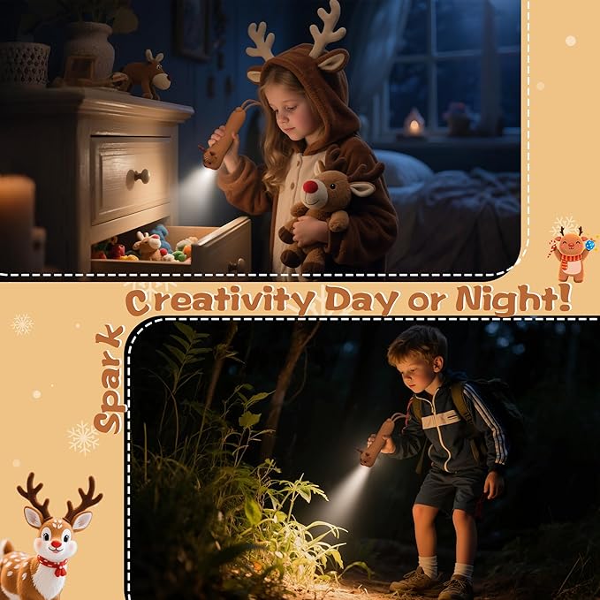 Silicone Deer Rechargeable Flashlight, Dimmable Hanging Night Light for Camping, Night Walks and Home Use, Animal Themed Themed Portable Torch
