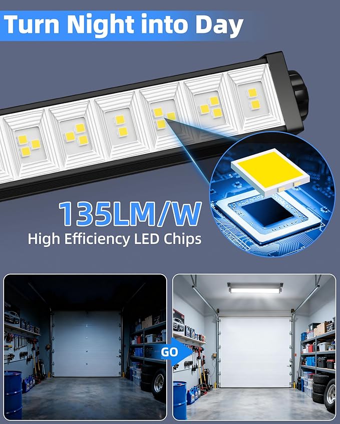 40W LED Shop Light 5400LM Brighter, Plug in Garage Light with On/Off Switch & 6.6FT Cord, 6000K Daylight White Workshop Bay Lighting for Garage Workbench Warehouse Factory Basement, 4 Pack