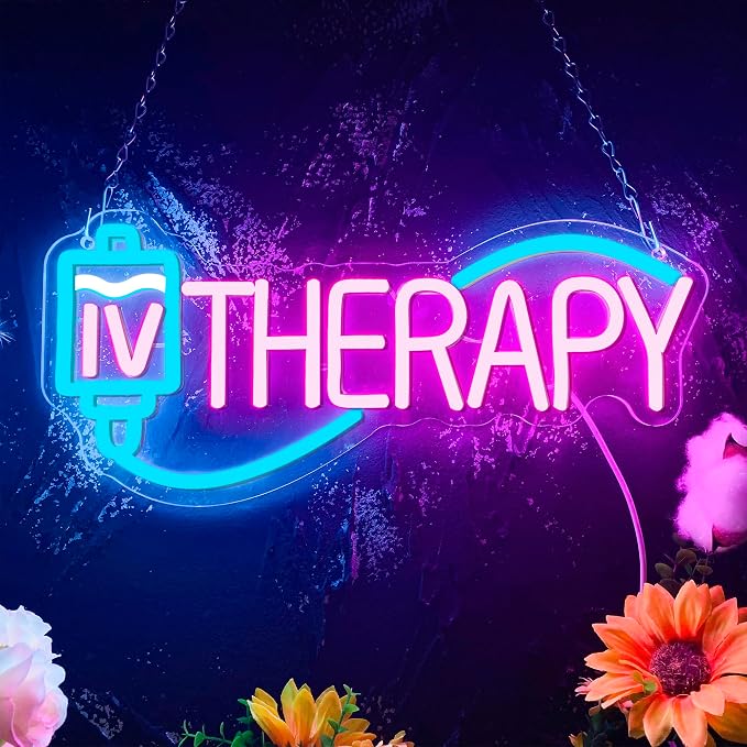 IV Therapy Neon Signs for Wall Decor,Dimmable Nurse Medical Spa Salon Neon Sign,USB Neon Light for Room Nurse Man Cave Bedroom Kid Birthday Party Gifts(15.7 * 7in)