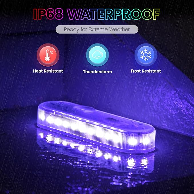 Honalia Solar Dock Driveway Lights Outdoor, RGB Color Changing Solar Powered Waterproof, Driveway Markers Concrete Step Lights for Deck Stairs Dock Runway 4 Pack