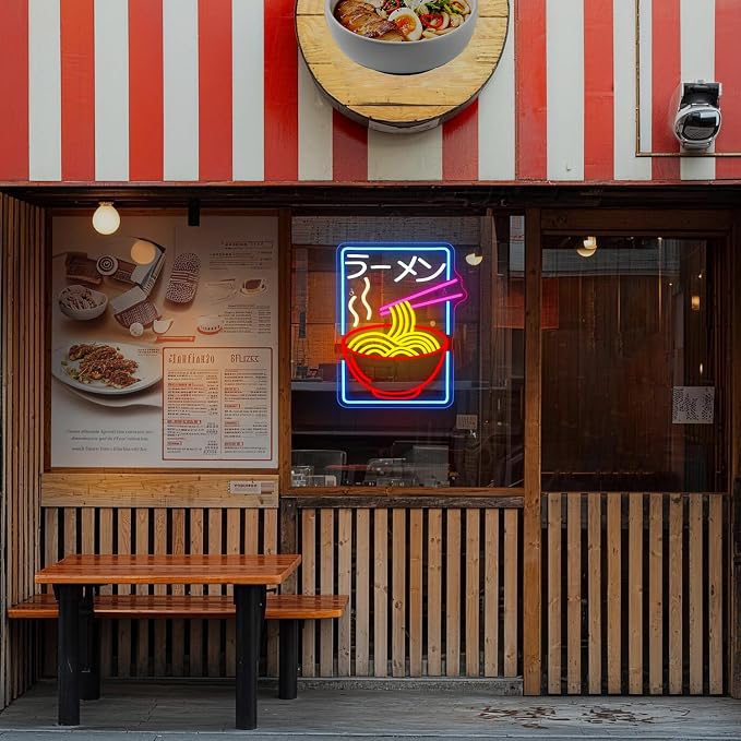 Ramen Neon Sign Pink LED Noodles Light Up Restaurant Shop Bedroom Home Bar Noodles Decor Anime Neon Signs for Wall LED Japanese Decor Gifts for Teen Ramen Lover in Anime Party