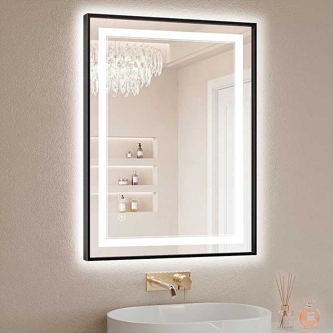 24"x32" LED Bathroom Mirror with Lights, Front & Backlit, Anti-Fog | Lighted Mirror with Dimmable, Aluminum Frame, 3 Color Temperature, CRI 90+, Touch Control with Memory, HD Tempered Glass