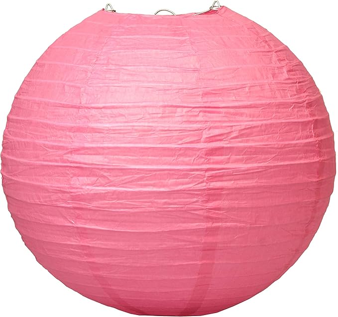 Mudra Crafts Hot Pink Paper Lanterns Wedding Party Decorations - 12 in 10 Round Hanging Ceiling Lanterns, 10 Pack, Decorative Lamp Shades