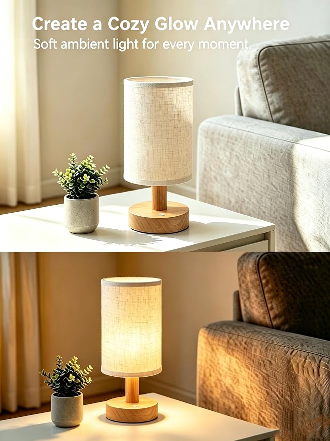 Rechargeable Cordless Table Lamp – 4000mAh Battery Bedside Lamp, Mini Touch Control Dimmable LED Light with 3 Color Modes, Portable Night Light for Bedroom, Dorm, Living Room, Desk, Sofa Side