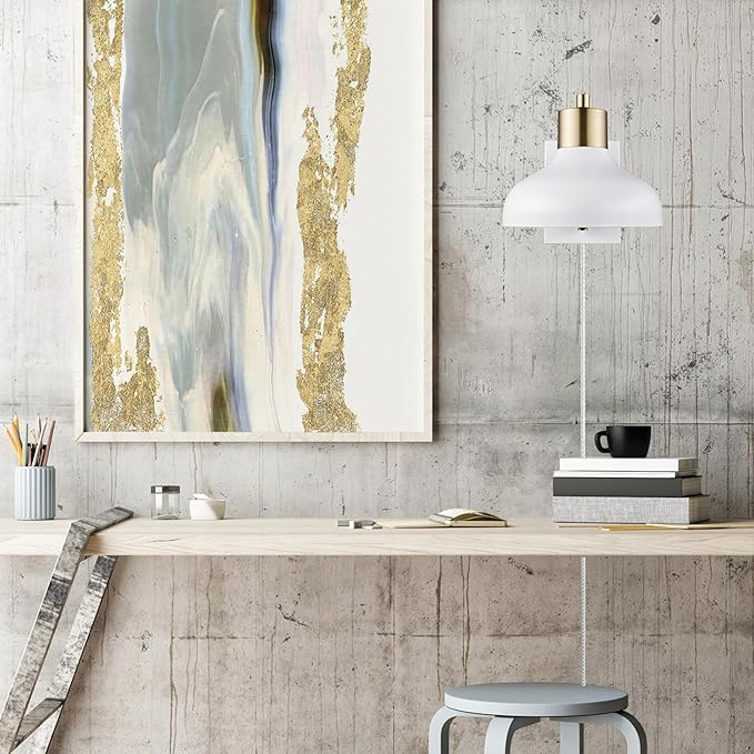 GLOBE Electric 51344 1-Light Plug-in or Hardwire Swing Arm Wall Sconce, White, Brass Accents, White-Cloth Cord, Mounted Bedside Lamp, Kitchen Sconces Wall-Lighting, Bulb Not Included (Pack of 2)