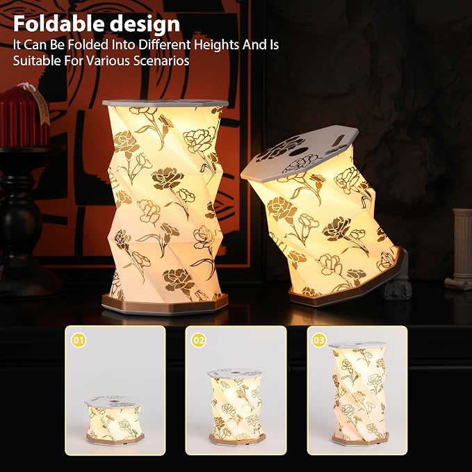 Birthday Flower Folding Lamp, Paper Lantern Lights, Japanese Gifts | Rechargeable Paper Light, Elegant Gift Box – Ideal Anniversary, Birthday Gift for Women, Mom, Grandma-White Carnation