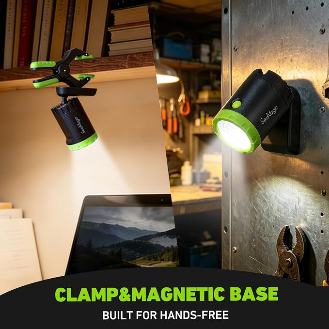 4-Pack Rechargeable LED Clamp Work Light, Magnetic Base & Clamp | 360°Adjustable Spotlight, Clip Light for Garage, BBQ, Car Repair, Household & Emergency Use