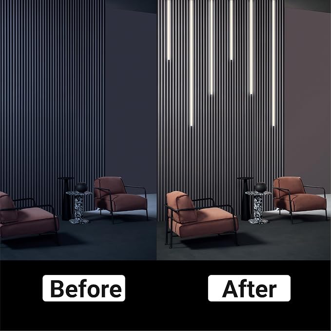 HAMRVL Black CCT LED Recessed Lighting Kit, 6 PCS Tunable 2700k-6500k Wall Panel Lights with Smart Switch, Self-Adhesive, Dimmable, for Wood Slat Wall Panels, Headboards, Stairs, Living Room, Bedroom