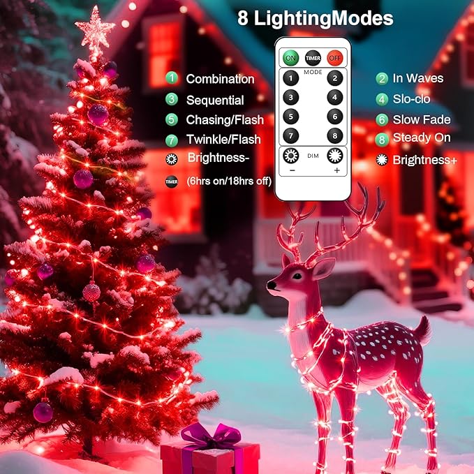 2Pack USB Plug in Fairy String Lights,16ft 50 LED Copper with Remote and Timer, 8 Modes Waterproof Twinkle String Lights Battery Powered for Bedroom Indoor Party Wedding Christmas Decoration (Red)