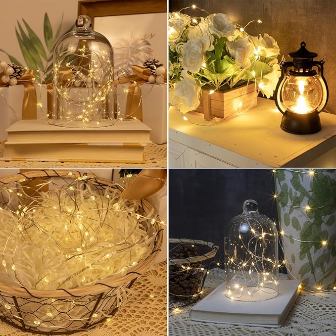 Fairy Lights Plug in,66FT 200LEDs Waterproof Led String Lights,8 Modes Remote Twinkle Light for Outdoor Indoor Christmas Wedding Birthday Garden Party Decorations,Silver Wire,Warm White