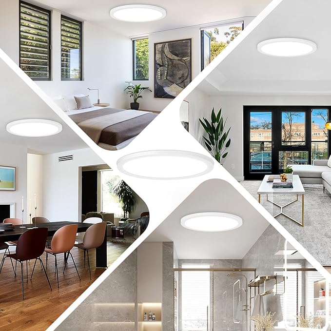 19 Inch Large Flush Mount Ceiling Light Fixture, 36W 4200Lm Dimmable Modern Recessed Ceiling Lamp, 5000K Daylight White Ultra Thin Low Profile Flat Ceiling Light for Kitchen Bedroom Hallway, 1-Pack