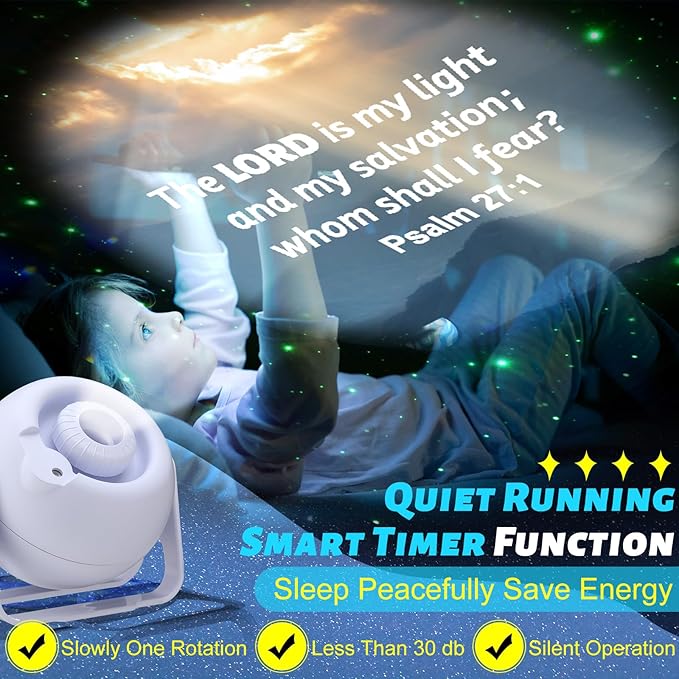 Landscape Verses Projector Galaxy Projector Includes 12 Interchangeable Christian Discs Night Light Set Project Religious on Walls or Ceilings for Gift