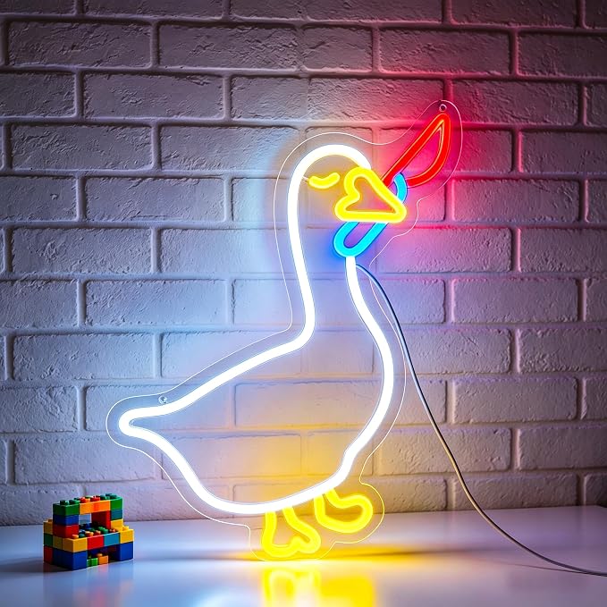 Goose Neon Sign Led Sign Neon Signs for Wall Decor Neon Lights | Goose Led Light Up Sign, White Game Room Decor, Boys Gift, Party, Wall Decor, 5V USB Powered