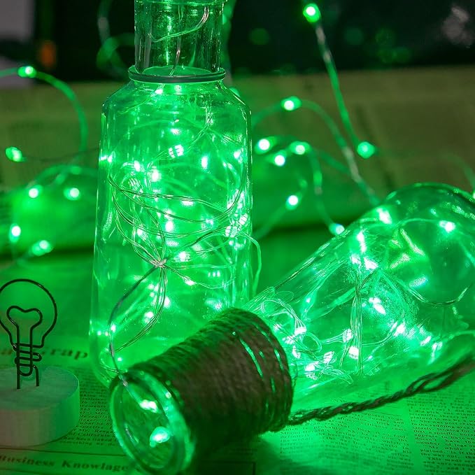 16 Packs Fairy Lights Battery Operated(Batteries Included),10.2FT 30LEDs Waterproof Copper Wire Firefly Lights,Mini Starry String Lights for Wedding Party DIY gift Christmas Decor (Green Fairy Light)