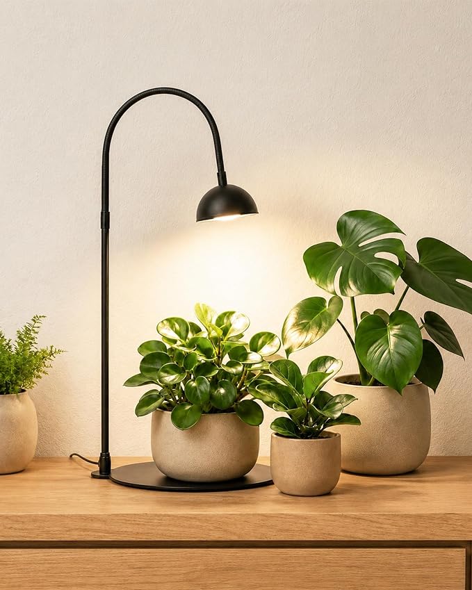 Bamworld Grow Lights for Indoor Plants with Full Spectrum LED Grow Lamp with 3/6/12 Timer Switch Height Adjustable Plant Growing Lamps for Indoor Growing Black