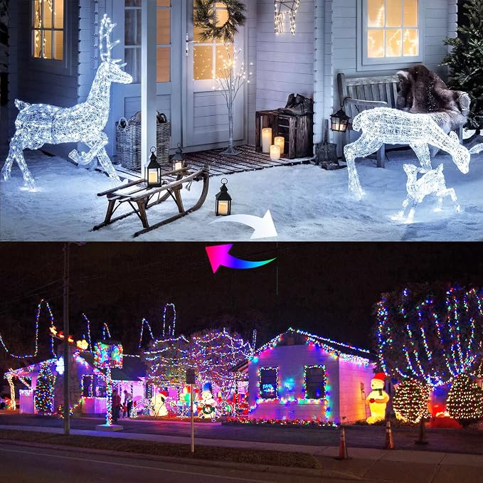 JMEXSUSS 2 Pack Color Changing Fairy Lights Battery Operated with Remote | Total 200 LED 66ft, Cool White & Multicolor, 8 Modes, Twinkle String Lights for Bedroom Tree Indoor Outdoor Christmas Decor