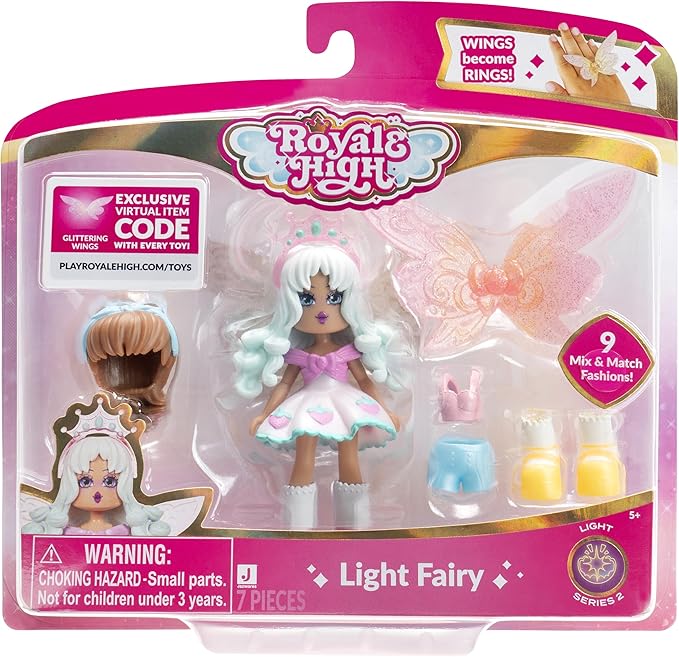 3” Light Fairy Fashion Doll - 1 Figure with 9 Fashion Accessories - Virtual Item Code Included - Series 2 - Ages 5+