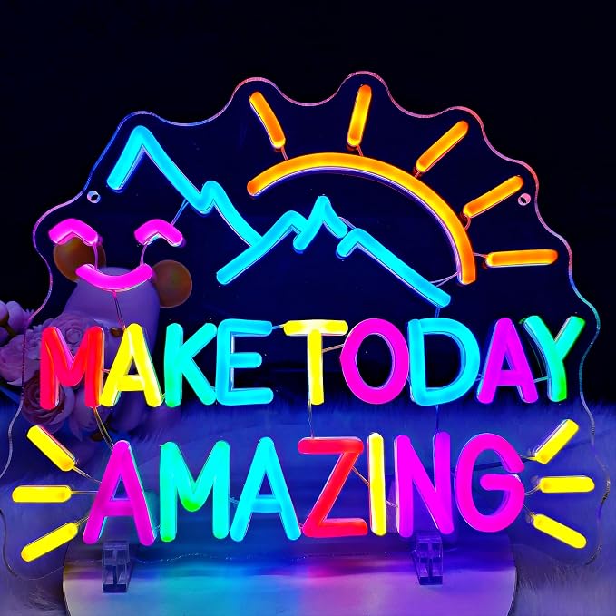 Neon Sign for Classroom, LED Motivational Wall Decor for Back to School | Make Today Amazing Neon Sign, Colorful Light Up Signs for Classroom, Kids Bedroom, Learning Space Inspirational Wall Decor